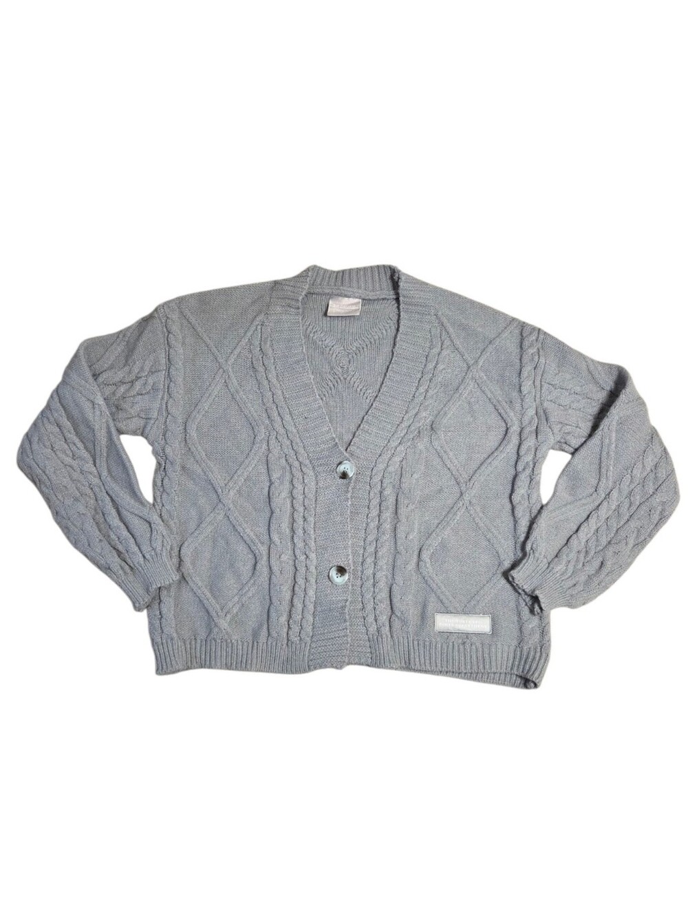 Taylor Swift TTPD Chunky Cable Knit Cardigan Sweater Gray Women's Medium Large
